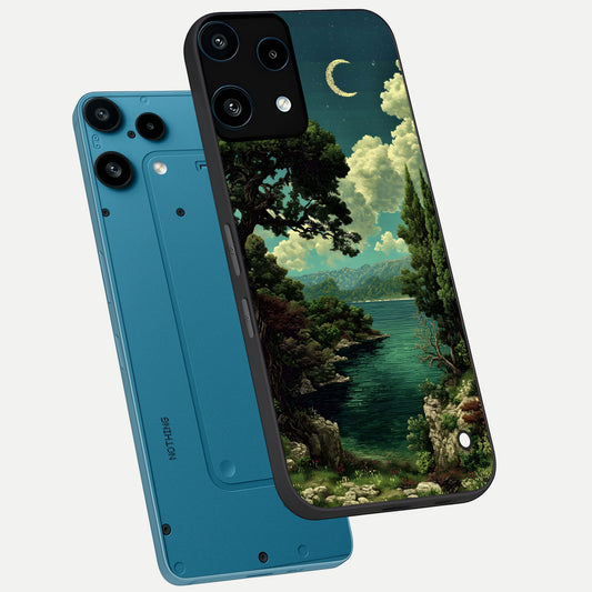  Celestial Lake Peace phone case For Nothing Phone 3A Lite showing premium glass back cover with detailed artwork