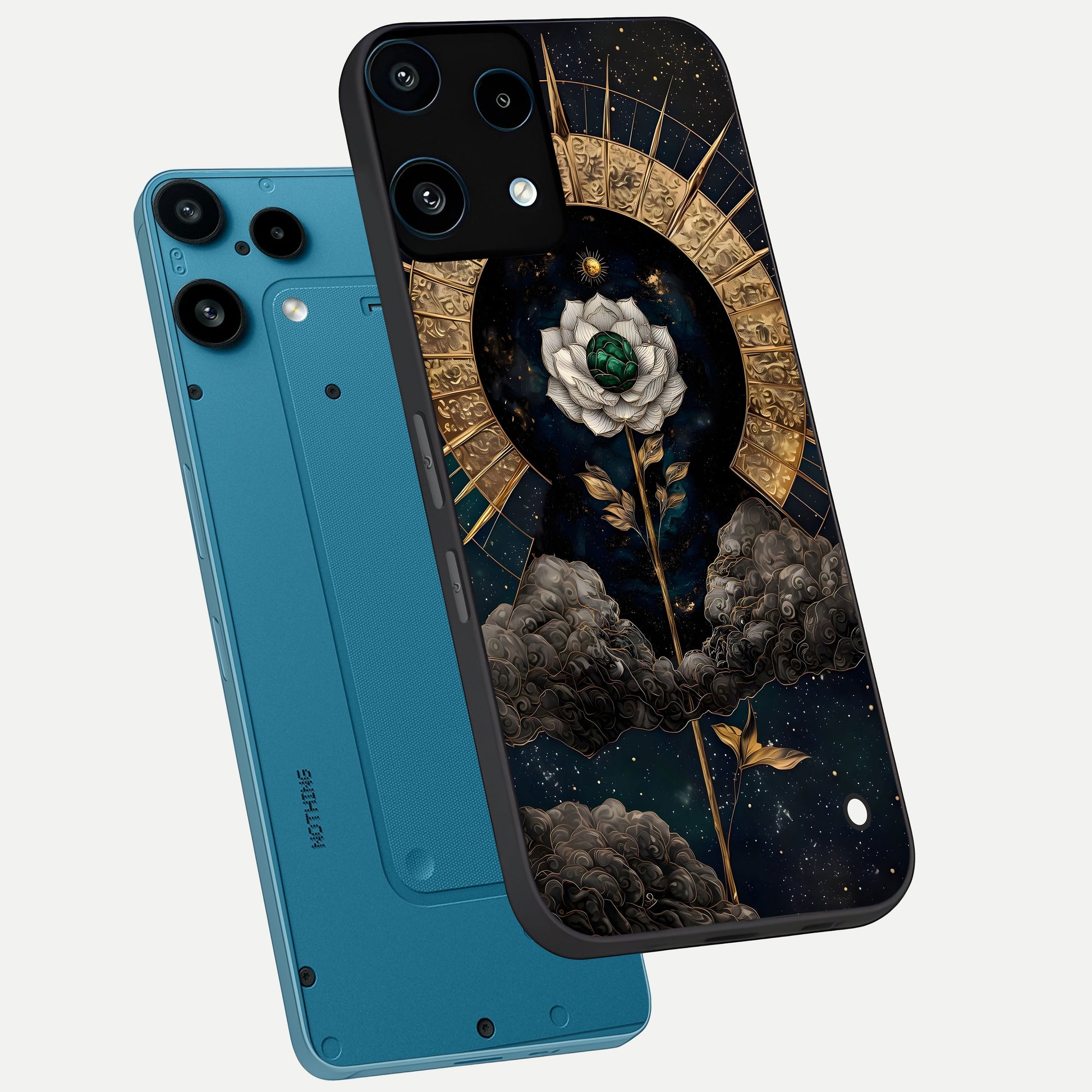  Celestial Lotus Morang phone case For Nothing Phone 3A Lite showing premium glass back cover with detailed artwork