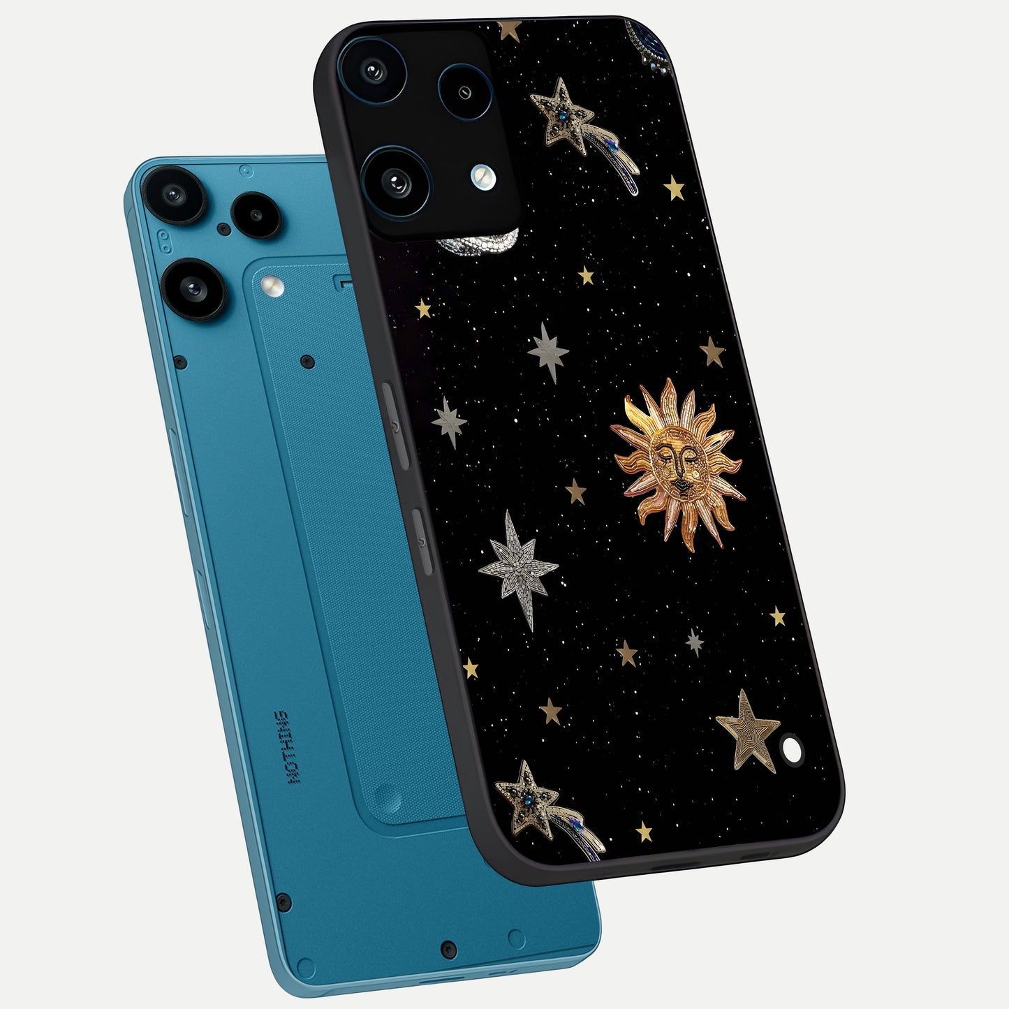  Celestial Moon With Stars phone case For Nothing Phone 3A Lite showing premium glass back cover with detailed artwork