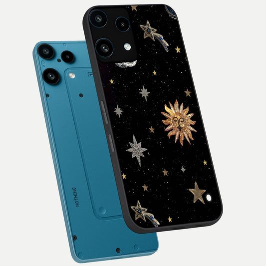  Celestial Moon With Stars phone case For Nothing Phone 3A Lite showing premium glass back cover with detailed artwork