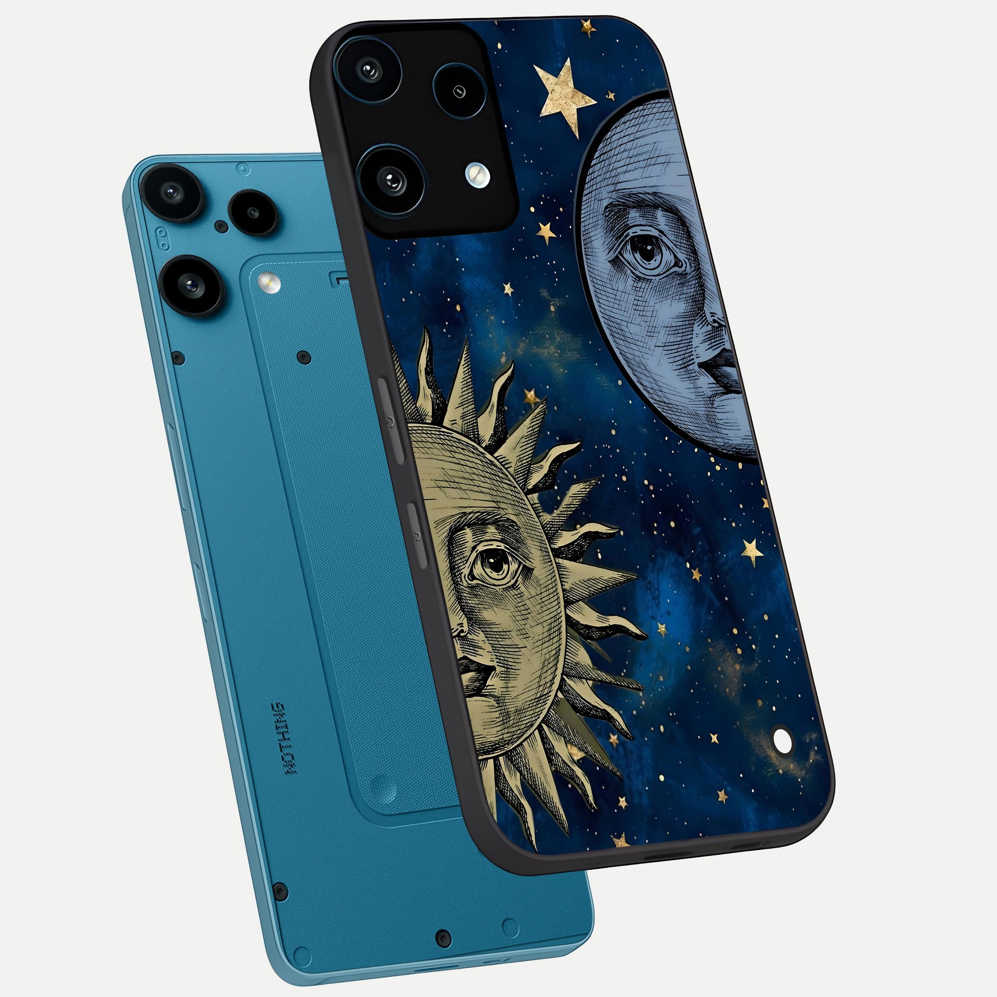  Celestial Moon With Sun phone case For Nothing Phone 3A Lite showing premium glass back cover with detailed artwork
