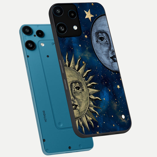  Celestial Moon With Sun phone case For Nothing Phone 3A Lite showing premium glass back cover with detailed artwork