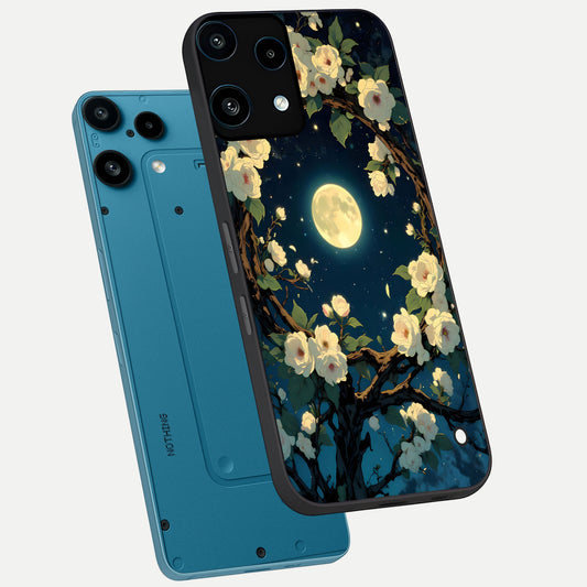  Celestial Moon And Flower phone case For Nothing Phone 3A Lite showing premium glass back cover with detailed artwork