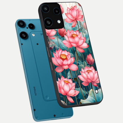  Celestial Pink Lotus phone case For Nothing Phone 3A Lite showing premium glass back cover with detailed artwork