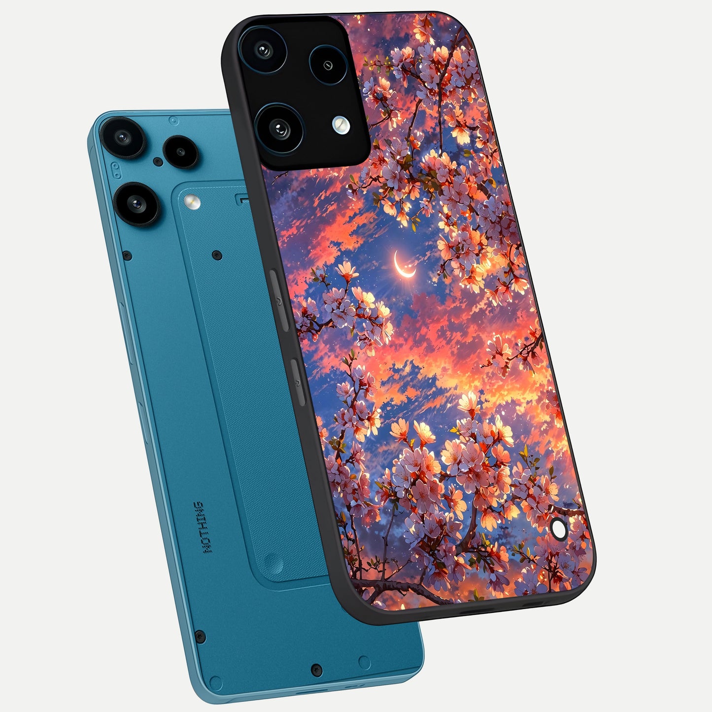  Celestial Sakura Sunset phone case For Nothing Phone 3A Lite showing premium glass back cover with detailed artwork