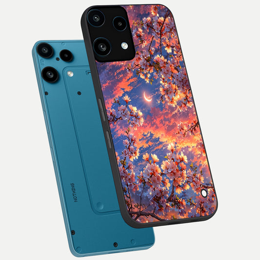  Celestial Sakura Sunset phone case For Nothing Phone 3A Lite showing premium glass back cover with detailed artwork