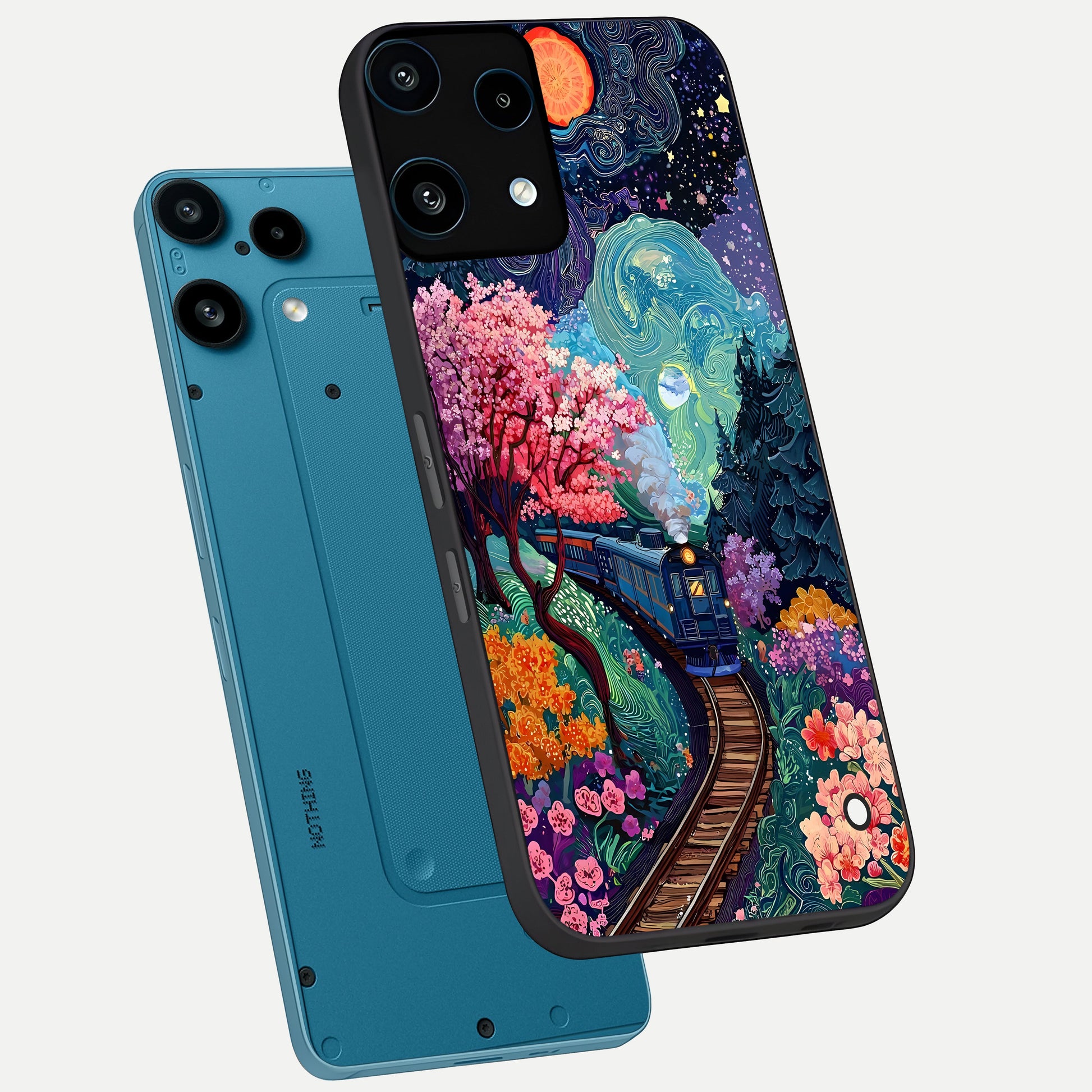  Celestial Train Journey phone case For Nothing Phone 3A Lite showing premium glass back cover with detailed artwork