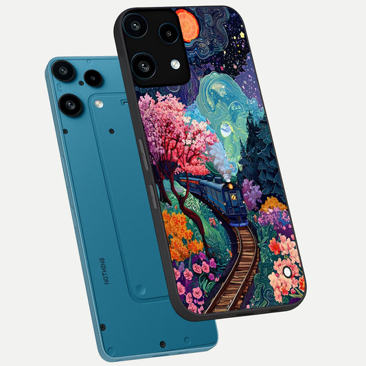  Celestial Train Journey phone case For Nothing Phone 3A Lite showing premium glass back cover with detailed artwork