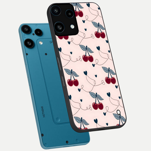  Cherry Heart Line phone case For Nothing Phone 3A Lite showing premium glass back cover with detailed artwork