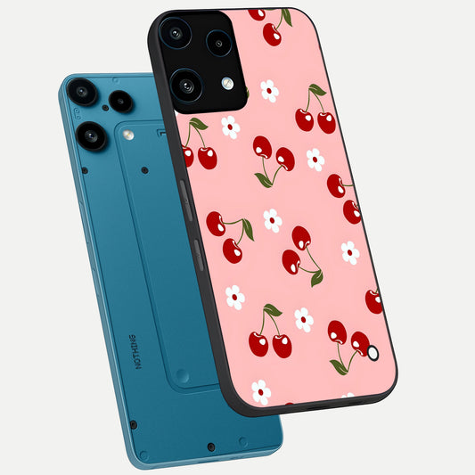  Cherry Love Mood phone case For Nothing Phone 3A Lite showing premium glass back cover with detailed artwork