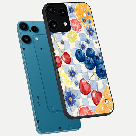  Citrus Bloom Joy phone case For Nothing Phone 3A Lite showing premium glass back cover with detailed artwork