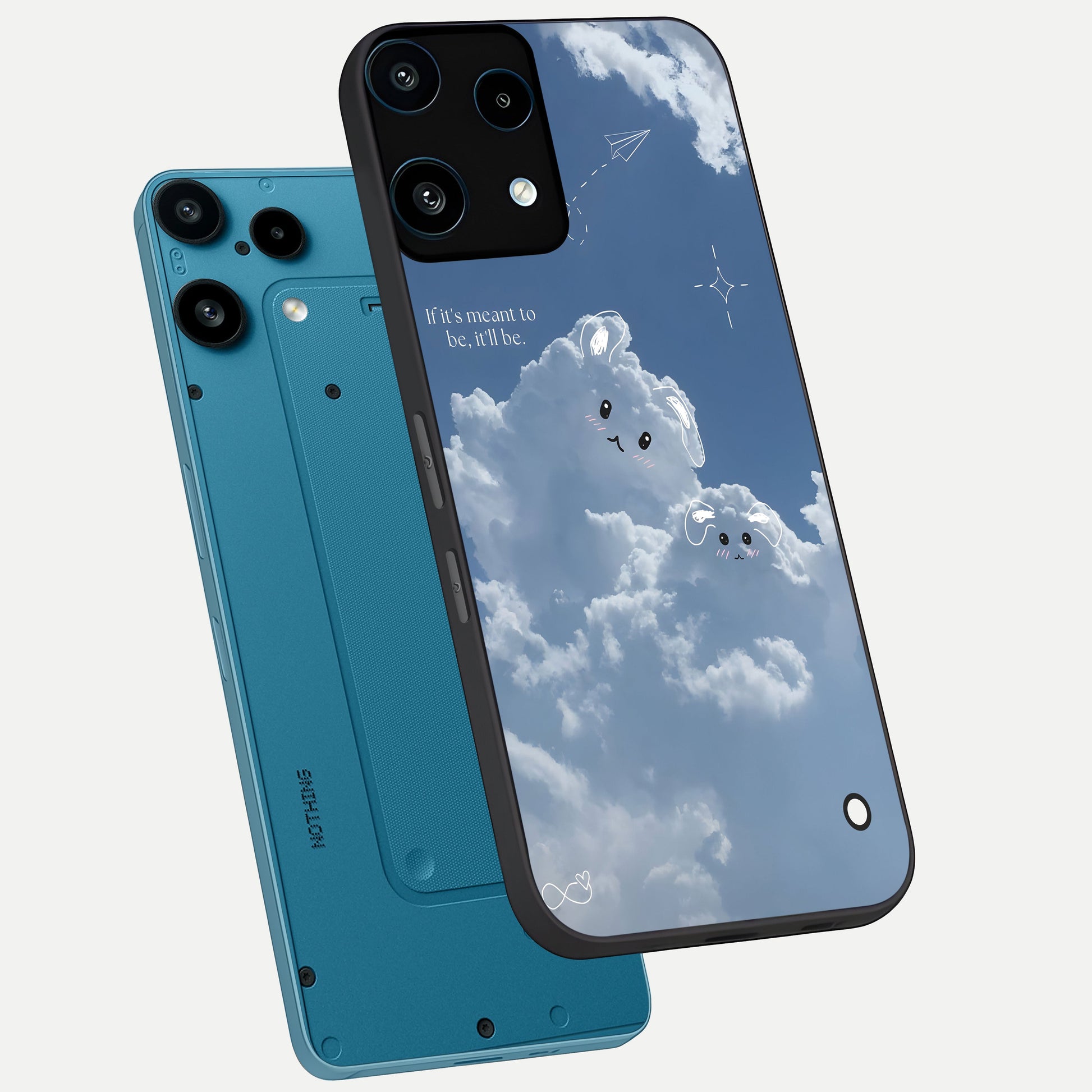  Cloud Bunny Dreams phone case For Nothing Phone 3A Lite showing premium glass back cover with detailed artwork
