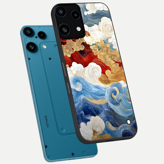  Colored Waves phone case For Nothing Phone 3A Lite showing premium glass back cover with detailed artwork