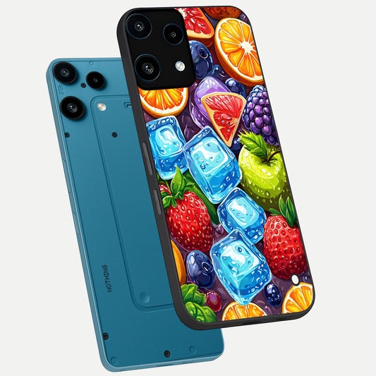 Colorful Fruits with Ice phone case For Nothing Phone 3A Lite showing premium glass back cover with detailed artwork