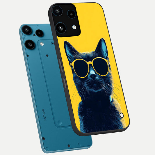  Cool Cat Vibes phone case For Nothing Phone 3A Lite showing premium glass back cover with detailed artwork
