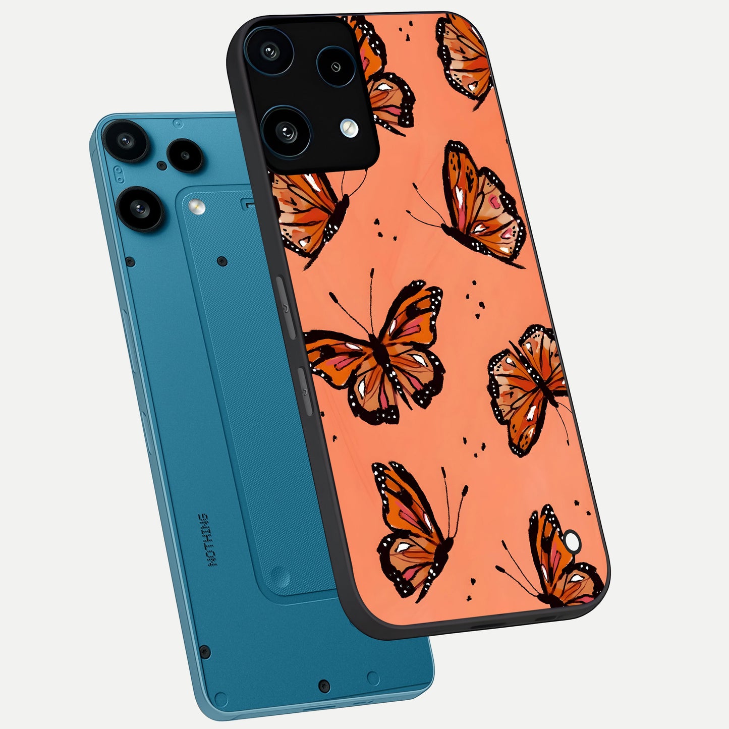  Coral Wing Butterfly phone case For Nothing Phone 3A Lite showing premium glass back cover with detailed artwork