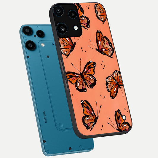  Coral Wing Butterfly phone case For Nothing Phone 3A Lite showing premium glass back cover with detailed artwork