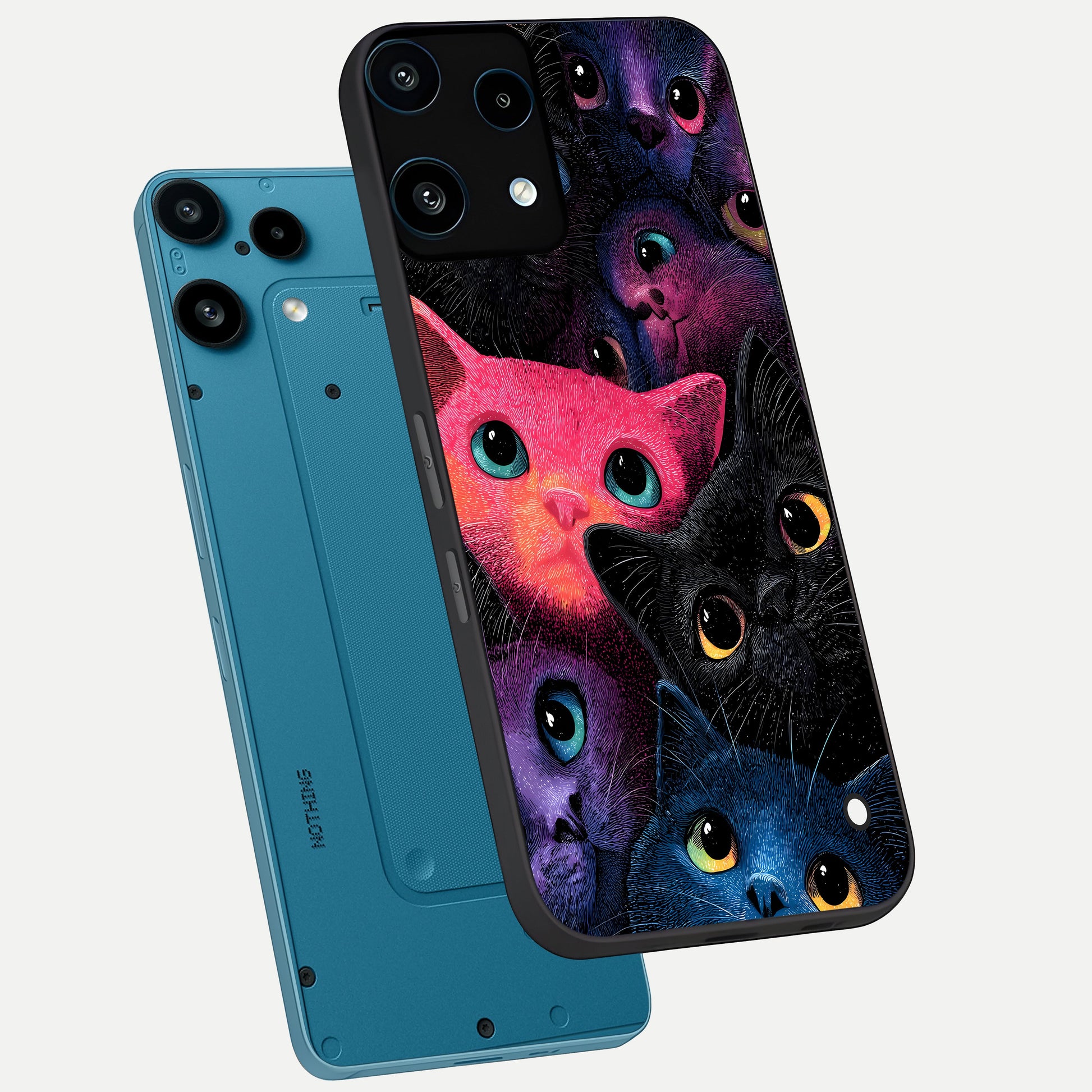  Cosmic Cats Dreams phone case For Nothing Phone 3A Lite showing premium glass back cover with detailed artwork