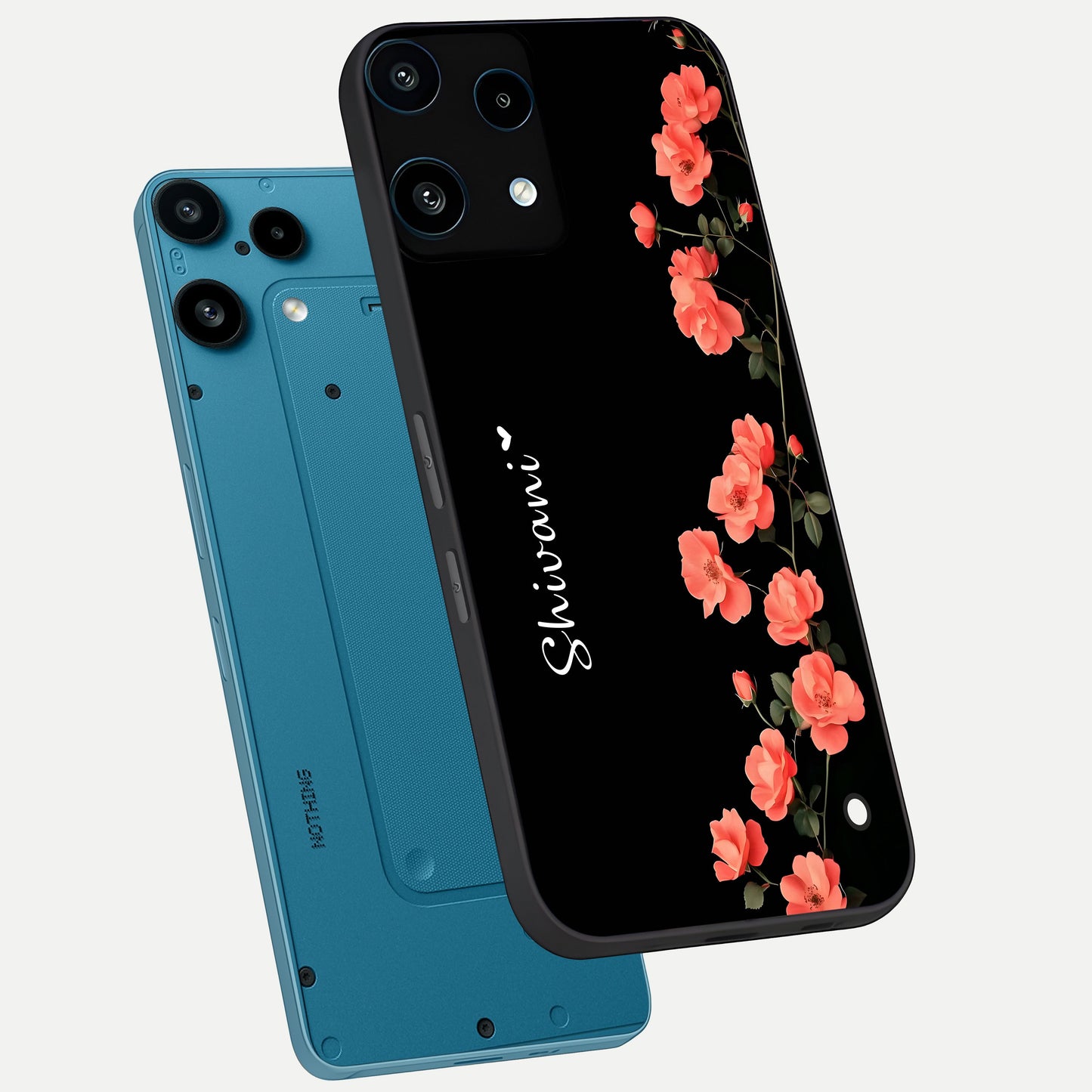  Crimson Bloom Grace Custom Name phone case For Nothing Phone 3A Lite showing premium glass back cover with detailed artwork