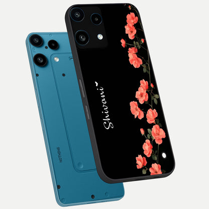  Crimson Bloom Grace Custom Name phone case For Nothing Phone 3A Lite showing premium glass back cover with detailed artwork