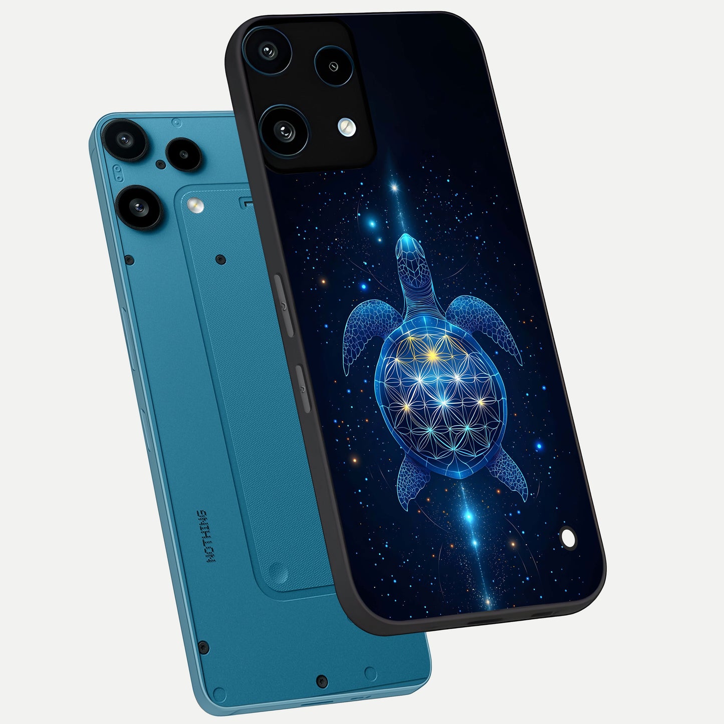  Crimson Blue Turtle phone case For Nothing Phone 3A Lite showing premium glass back cover with detailed artwork