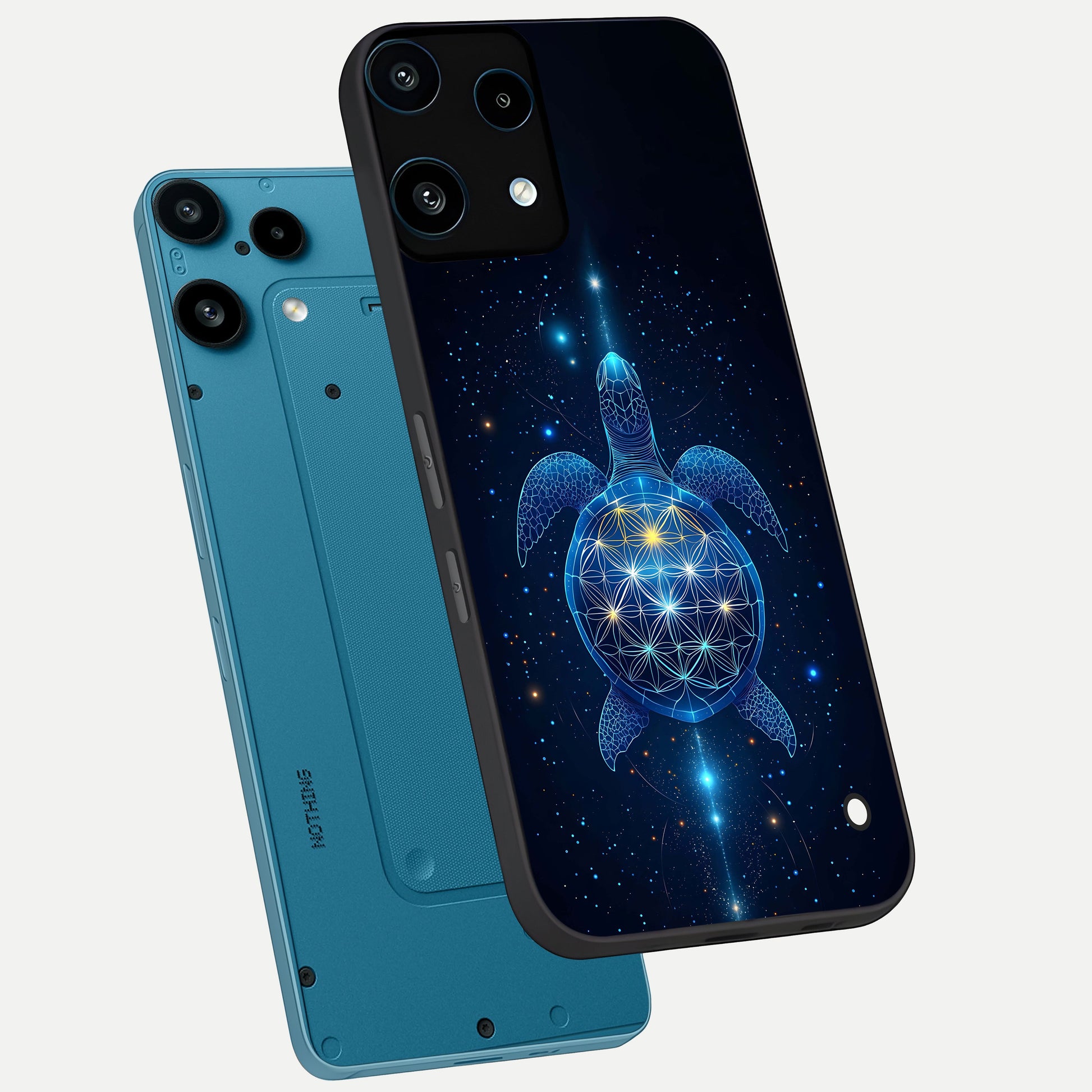  Crimson Blue Turtle phone case For Nothing Phone 3A Lite showing premium glass back cover with detailed artwork