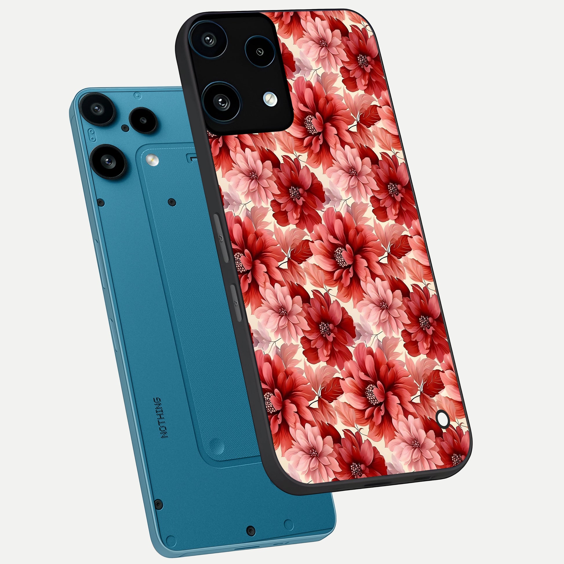  Crimson Love Petals phone case For Nothing Phone 3A Lite showing premium glass back cover with detailed artwork