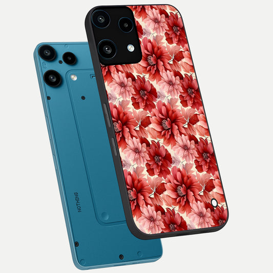  Crimson Love Petals phone case For Nothing Phone 3A Lite showing premium glass back cover with detailed artwork