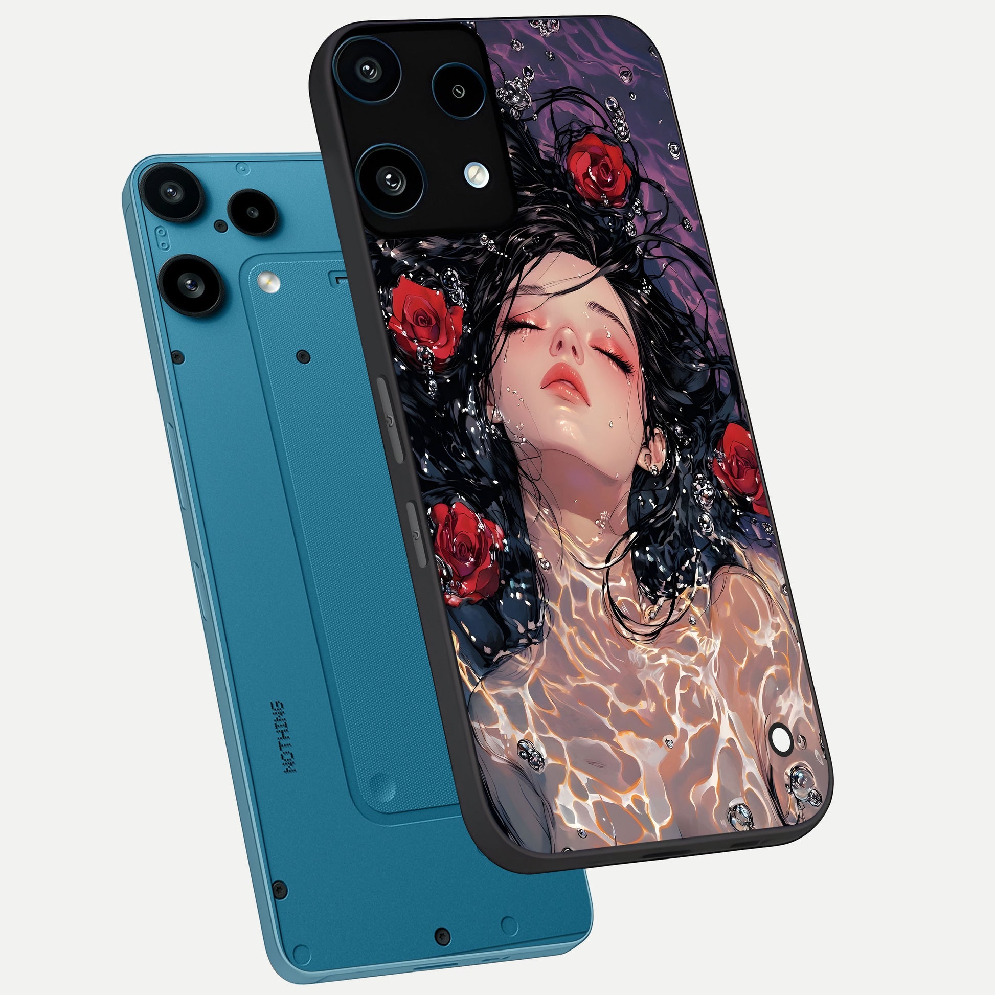  Crimson Rose Serenity phone case For Nothing Phone 3A Lite showing premium glass back cover with detailed artwork