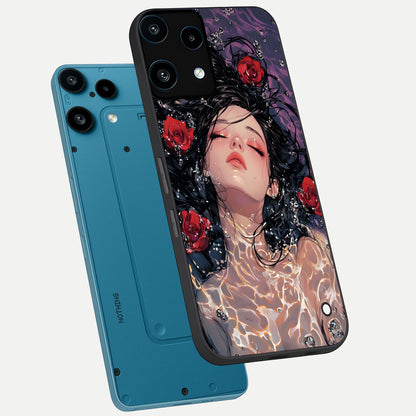  Crimson Rose Serenity phone case For Nothing Phone 3A Lite showing premium glass back cover with detailed artwork