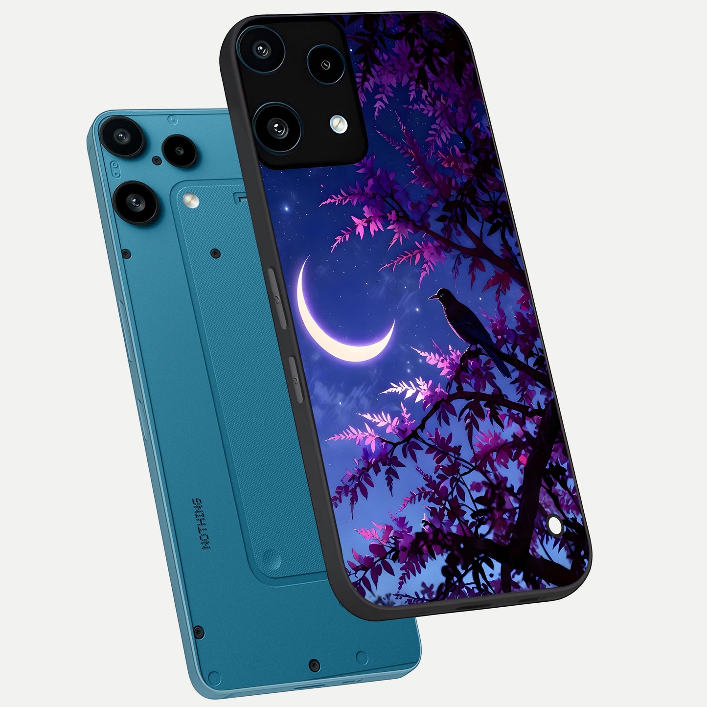 Crow And Moon Scenery phone case For Nothing Phone 3A Lite showing premium glass back cover with detailed artwork