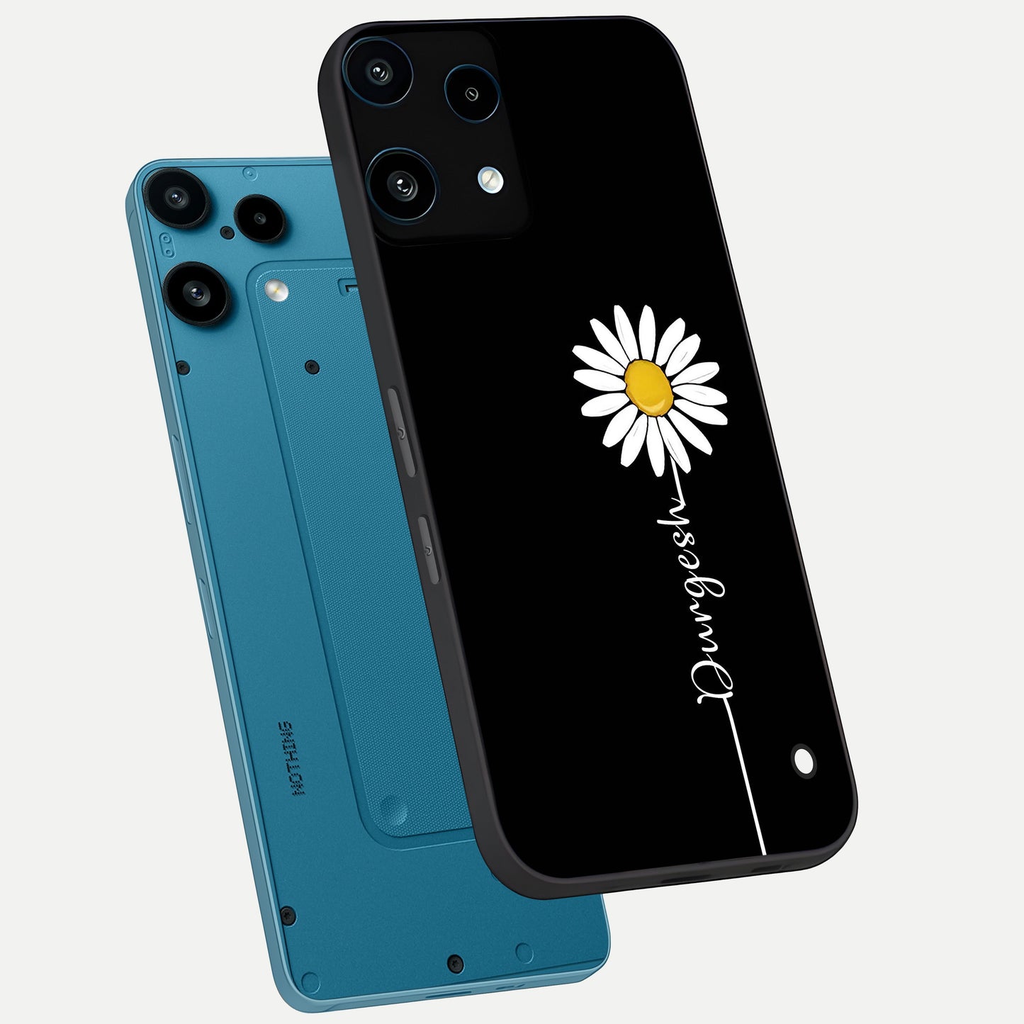  Custom Name White Flower phone case For Nothing Phone 3A Lite showing premium glass back cover with detailed artwork
