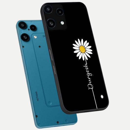  Custom Name White Flower phone case For Nothing Phone 3A Lite showing premium glass back cover with detailed artwork