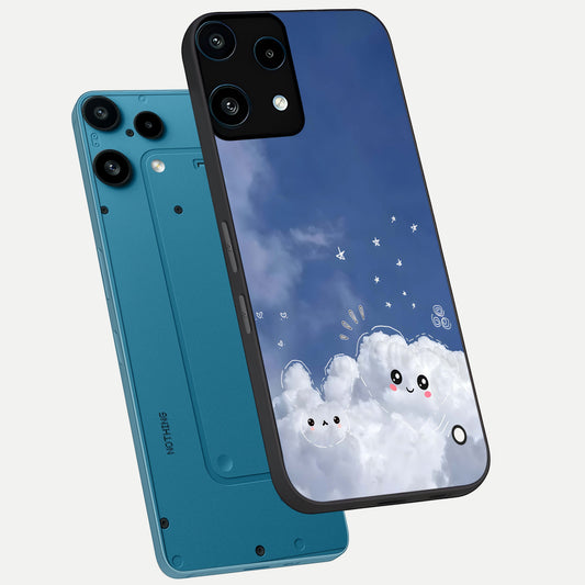  Cute Blossom Cloud phone case For Nothing Phone 3A Lite showing premium glass back cover with detailed artwork