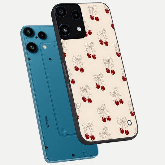  Cute Cherry Pattern phone case For Nothing Phone 3A Lite showing premium glass back cover with detailed artwork