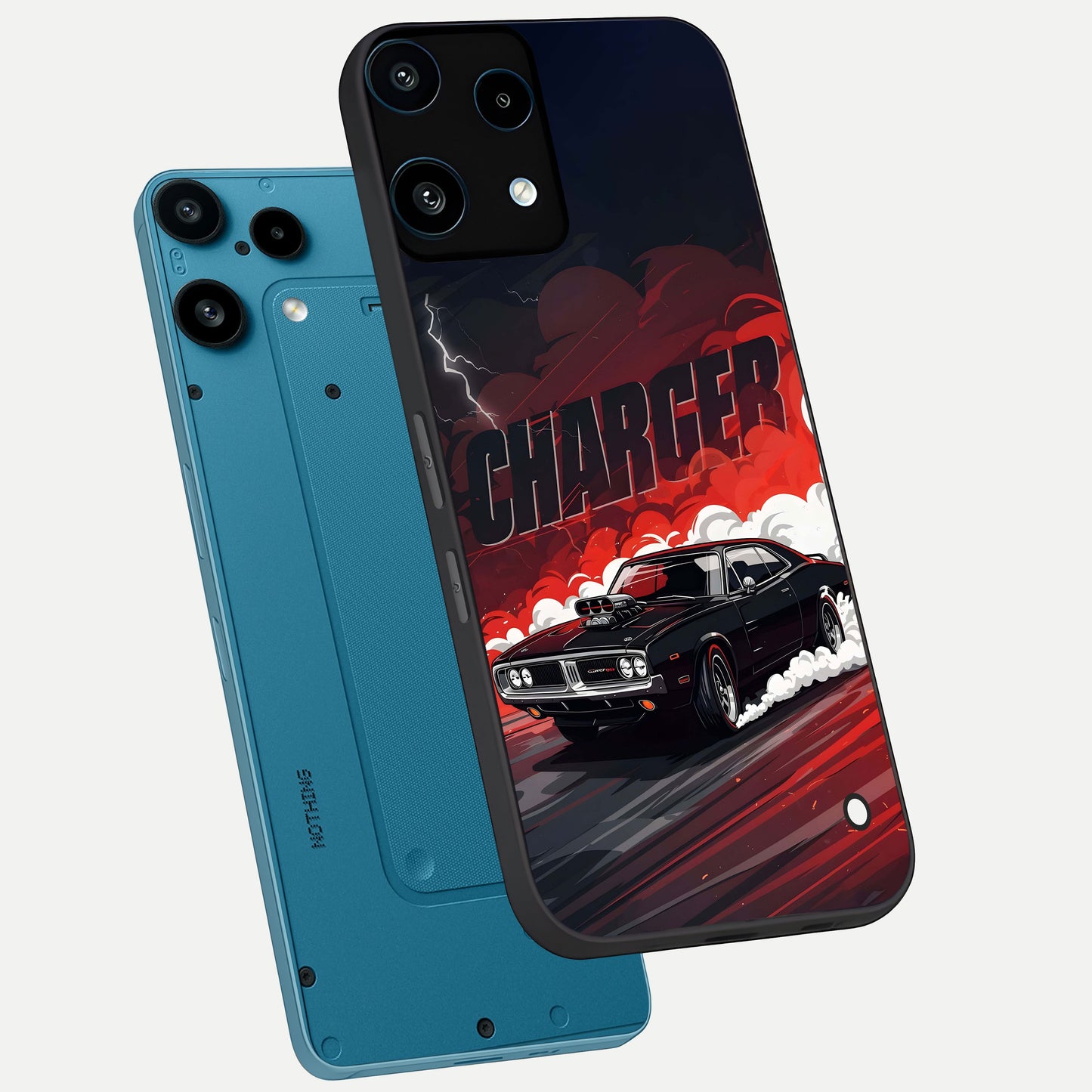  Dark Charger Fury phone case For Nothing Phone 3A Lite showing premium glass back cover with detailed artwork
