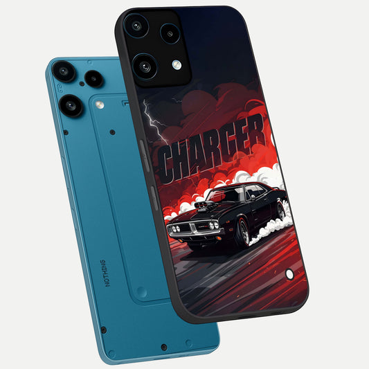  Dark Charger Fury phone case For Nothing Phone 3A Lite showing premium glass back cover with detailed artwork