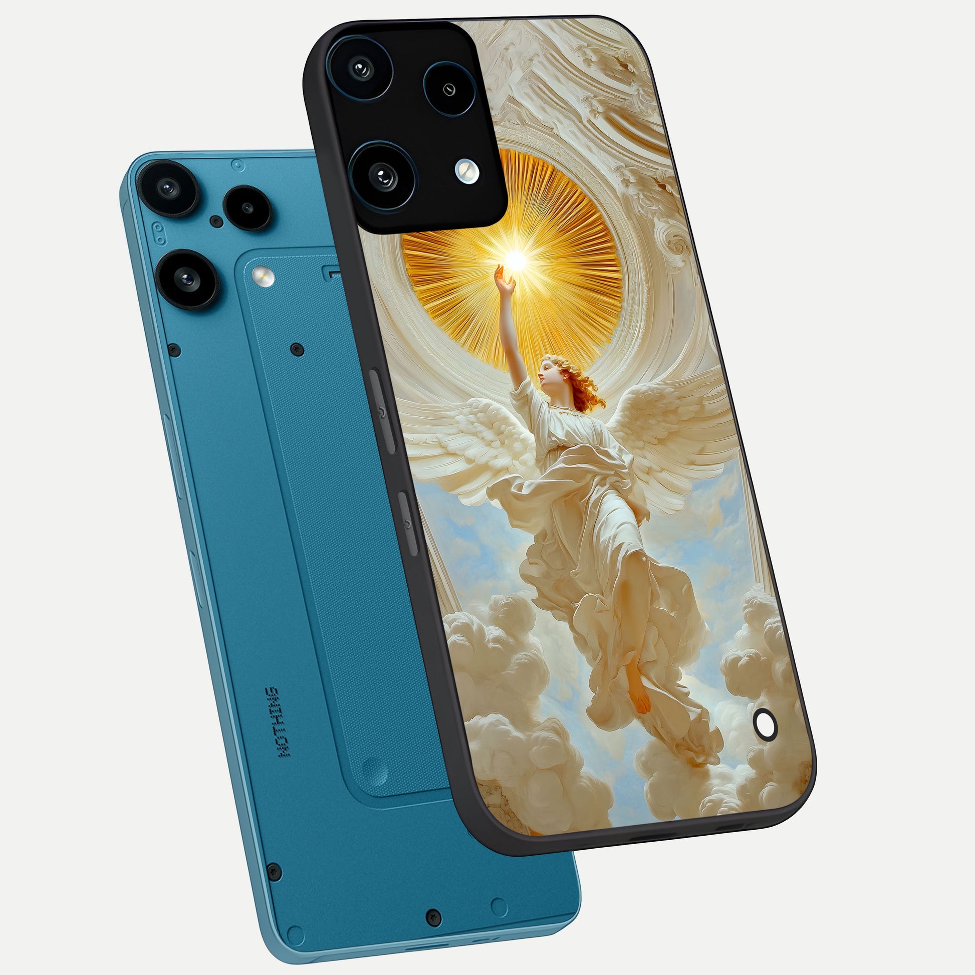  Divine Light Angel phone case For Nothing Phone 3A Lite showing premium glass back cover with detailed artwork