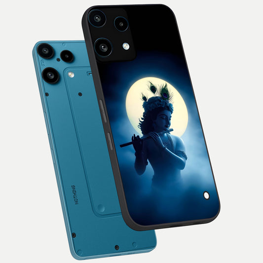  Divine Moon Flute phone case For Nothing Phone 3A Lite showing premium glass back cover with detailed artwork