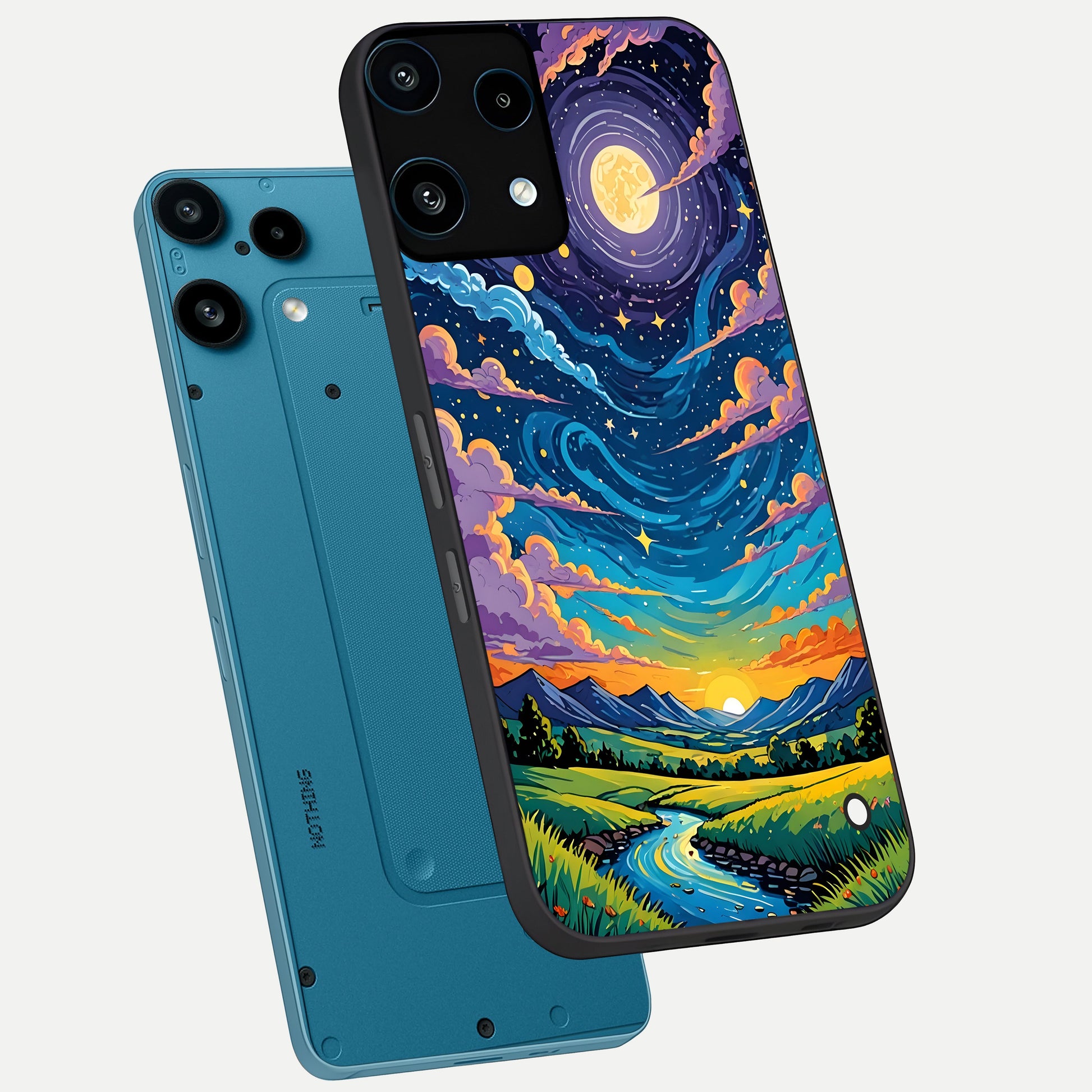  Dreamy Night Landscape phone case For Nothing Phone 3A Lite showing premium glass back cover with detailed artwork