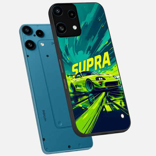 Electric Supra Thunder phone case For Nothing Phone 3A Lite showing premium glass back cover with detailed artwork