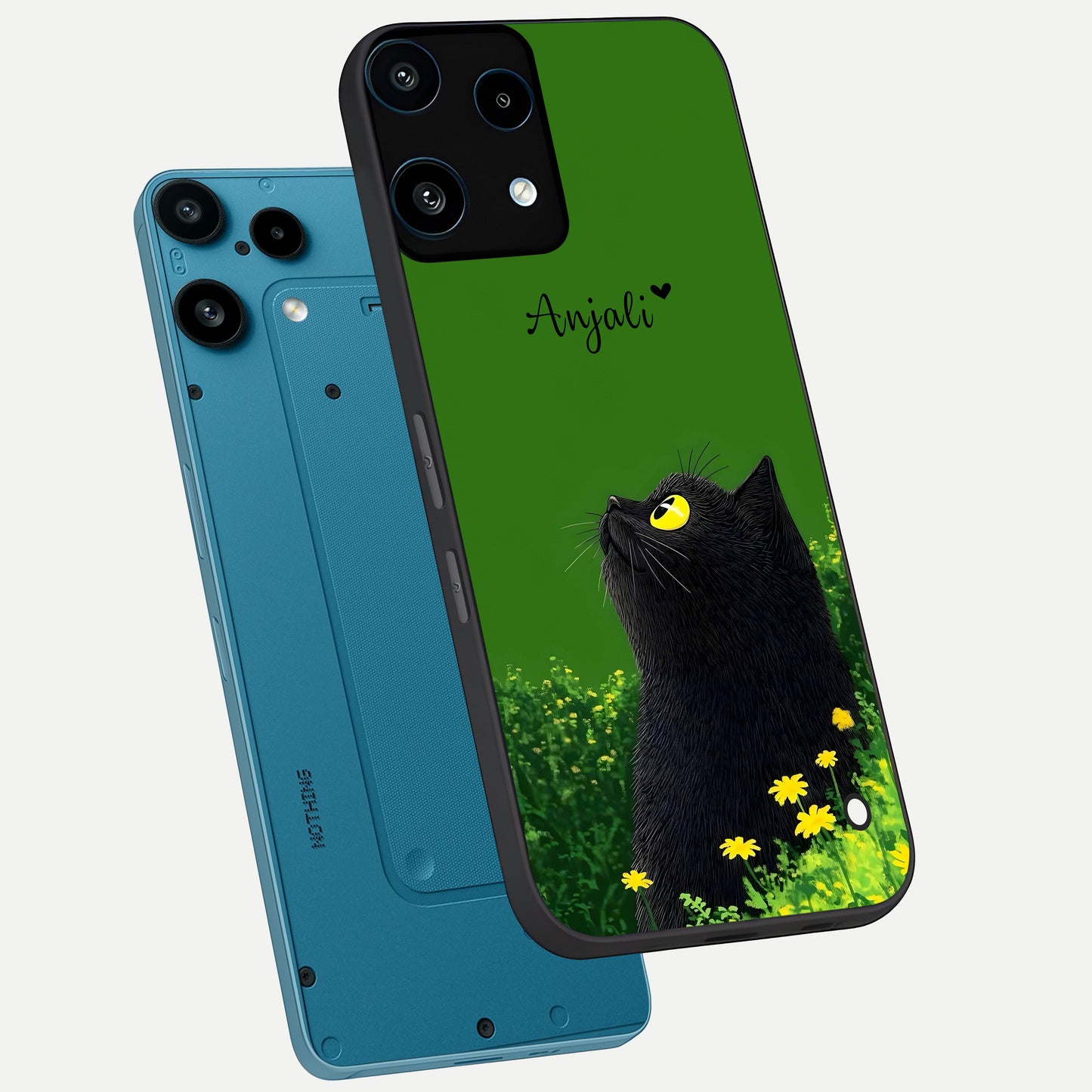  Emerald Cat Custom Name phone case For Nothing Phone 3A Lite showing premium glass back cover with detailed artwork
