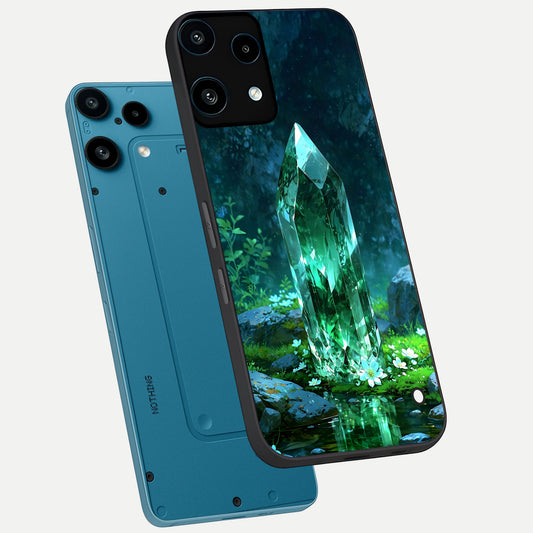  Emerald Light Crystal phone case For Nothing Phone 3A Lite showing premium glass back cover with detailed artwork