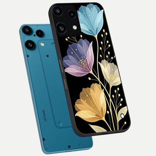  Flower Bloom Glow phone case For Nothing Phone 3A Lite showing premium glass back cover with detailed artwork