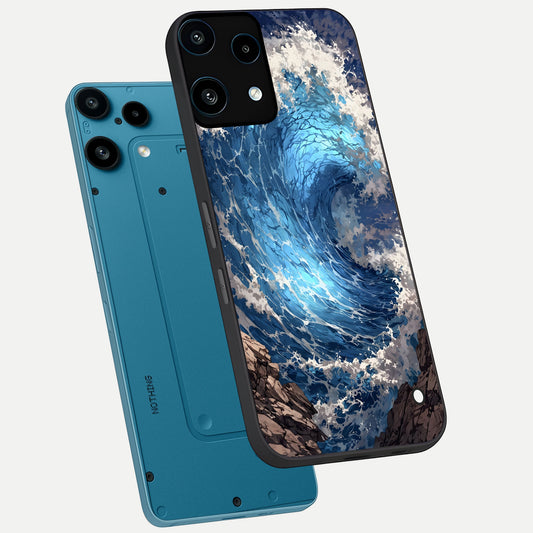  Giant Ocean Wave phone case For Nothing Phone 3A Lite showing premium glass back cover with detailed artwork
