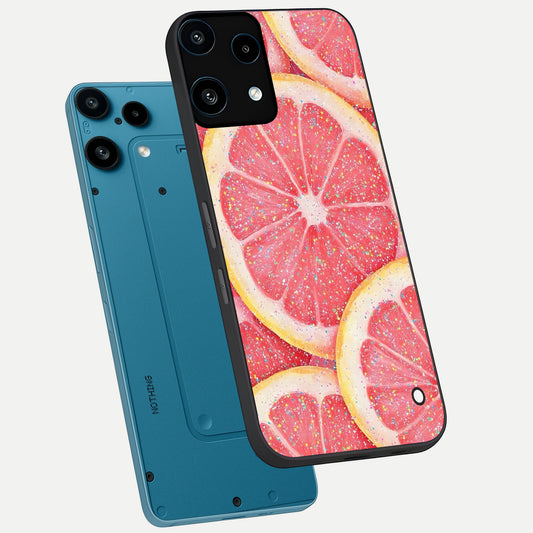  Glitter Grapefruit phone case For Nothing Phone 3A Lite showing premium glass back cover with detailed artwork