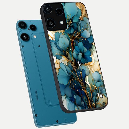  Golden Bloom Symphony phone case For Nothing Phone 3A Lite showing premium glass back cover with detailed artwork