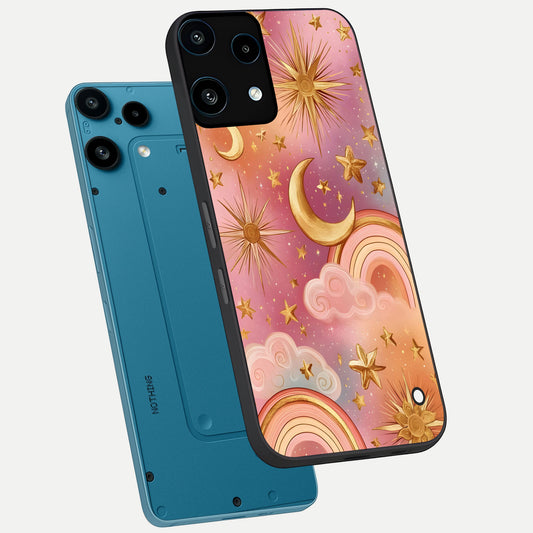  Golden Celestial Dreams phone case For Nothing Phone 3A Lite showing premium glass back cover with detailed artwork