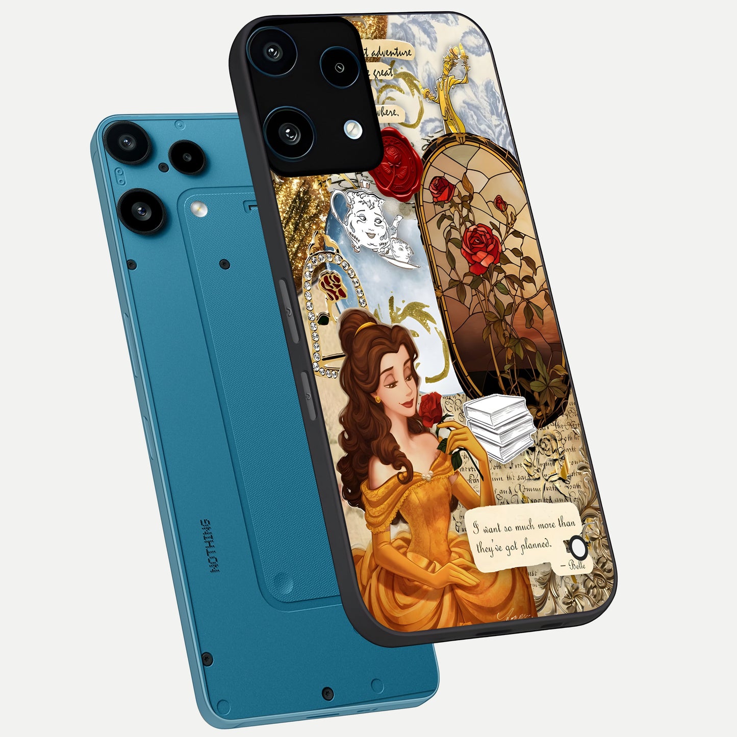 Golden Dream Belle phone case For Nothing Phone 3A Lite showing premium glass back cover with detailed artwork