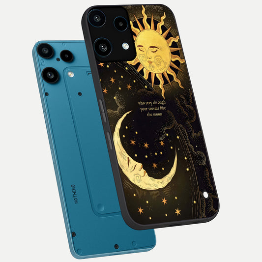  Golden Lunar Love phone case For Nothing Phone 3A Lite showing premium glass back cover with detailed artwork